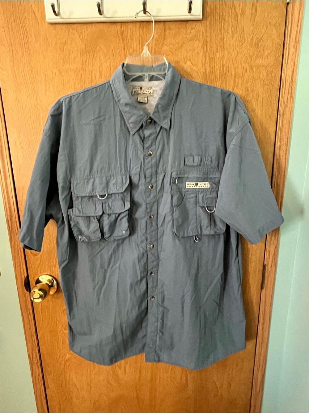 Hook & Tackle Men’s Blue Mesh-Vented Short Sleeved Fishing Shirt Size XL EUC